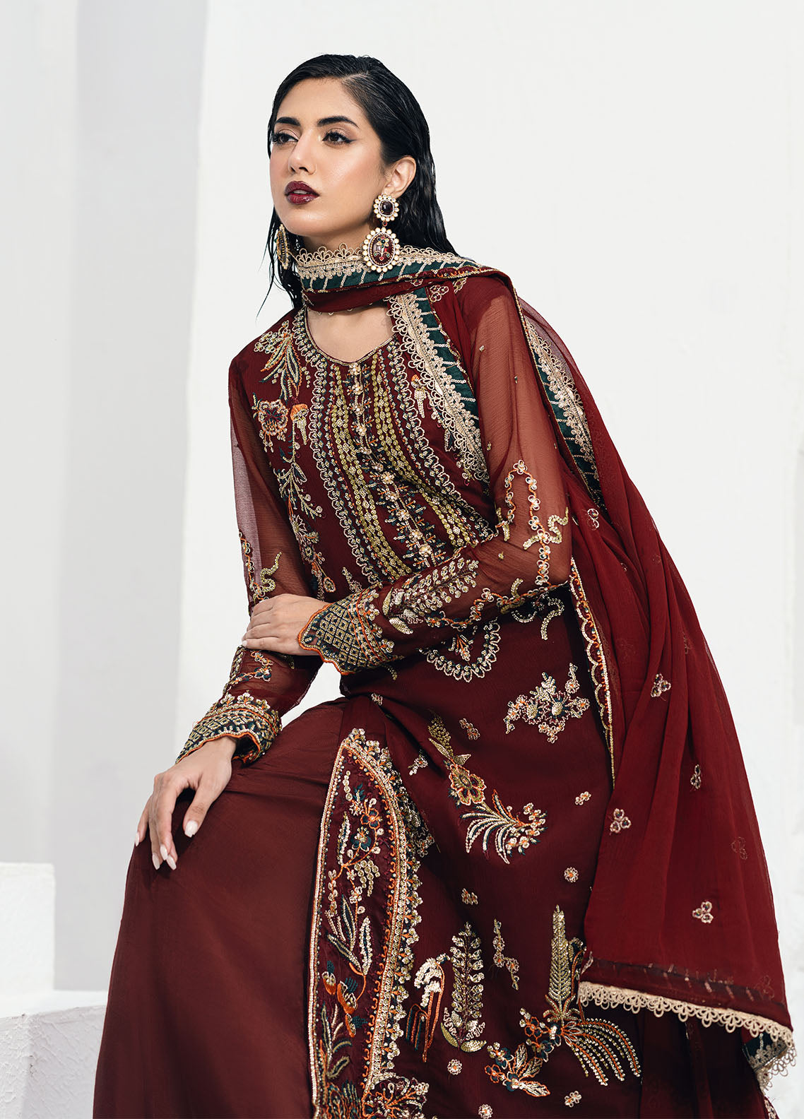 Savoir by Sahane Unstitched Luxury Formals Collection 2024 CT-140002 Rouge