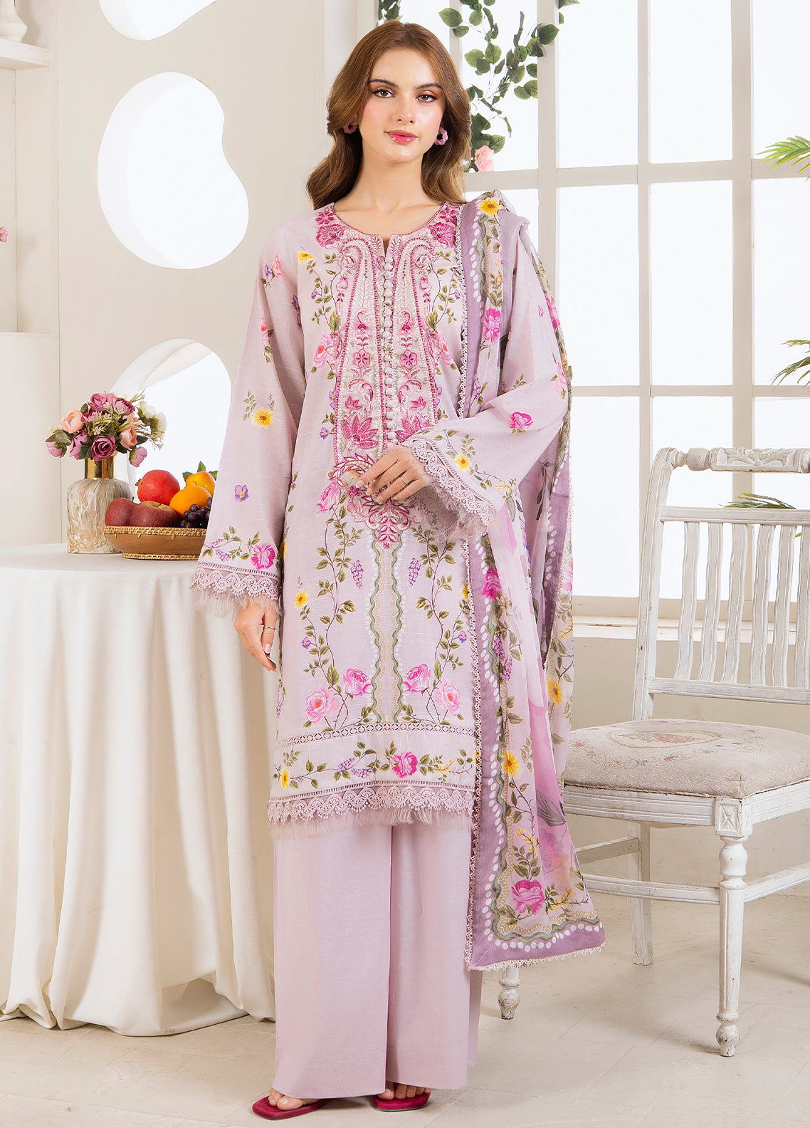 Selene by Meerak Pret Embroidered Slub Lawn 3 Piece Suit Calista