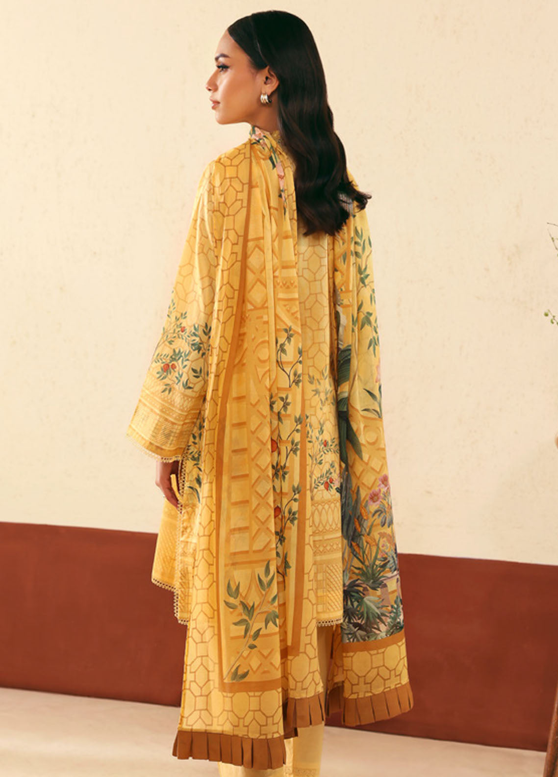 Selene by Sahar Printed Lawn Suits Unstitched 3 Piece SHR25S CL-V1-S25-08 Golden Trellis