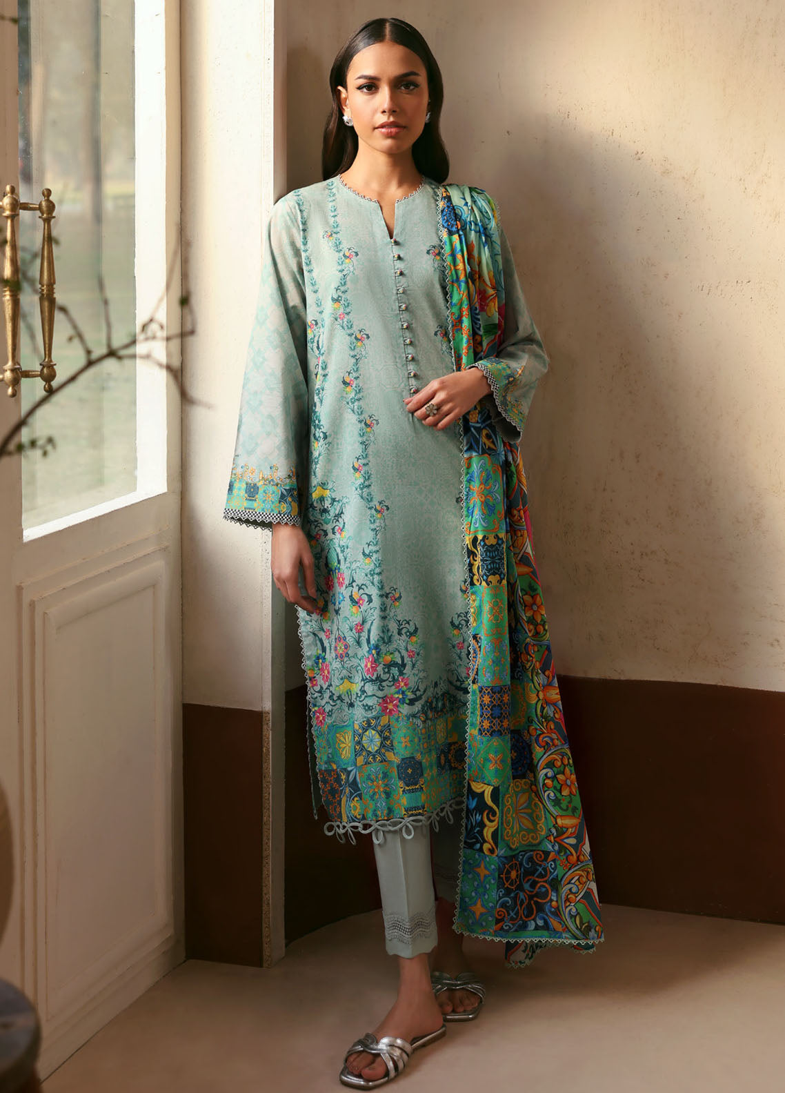 Selene by Sahar Printed Lawn Suits Unstitched 3 Piece SHR25S CL-V1-S25-13 Verdant Sicilia