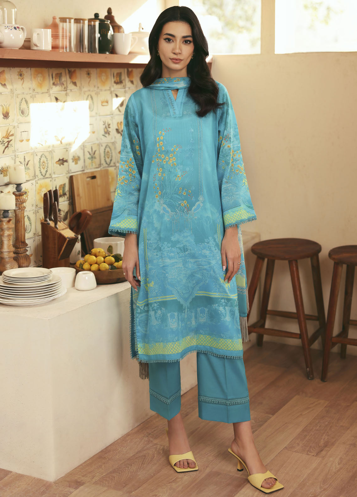 Selene by Sahar Printed Lawn Suits Unstitched 3 Piece SHR25S CL-V1-S25-15 Oceanic Petals