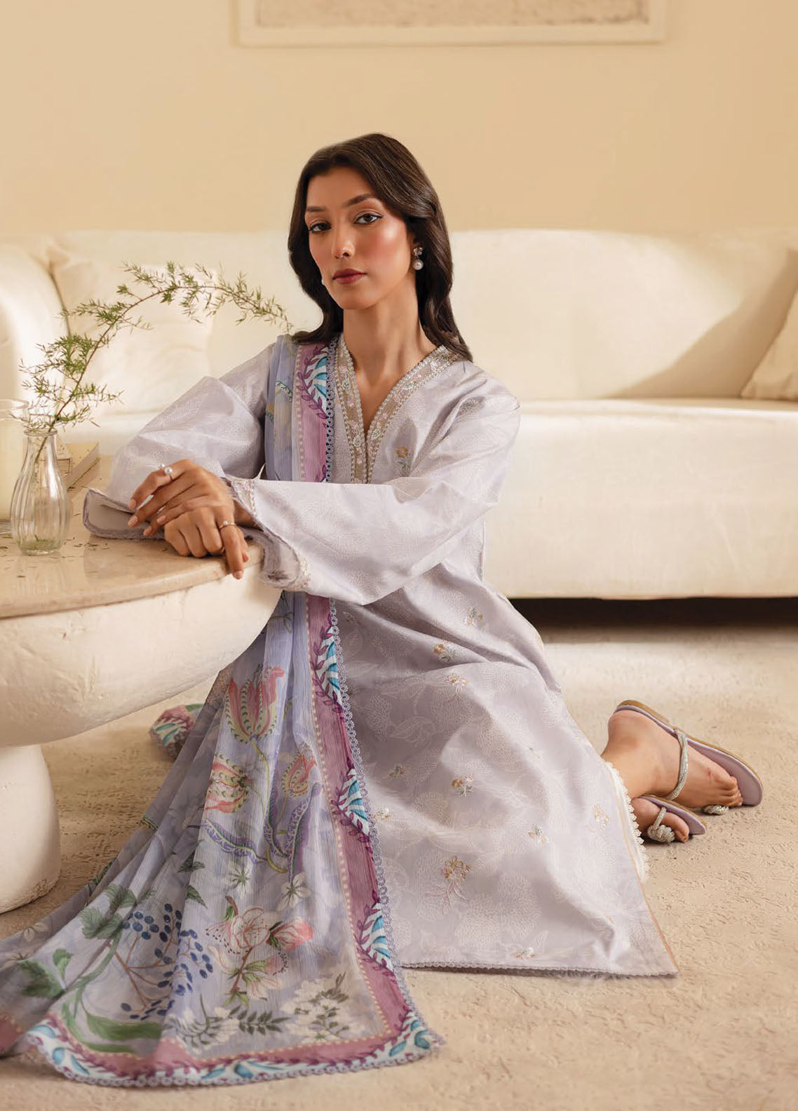 Seran Embroidered Lawn Suits Unstitched 3 Piece D-06 Elanah