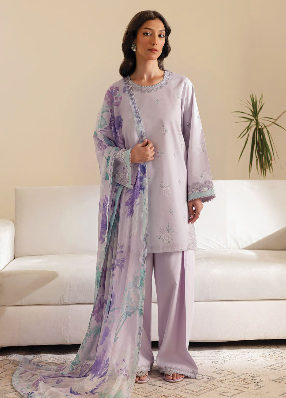 Seran Embroidered Lawn Suits Unstitched 3 Piece D-10 Seraya
