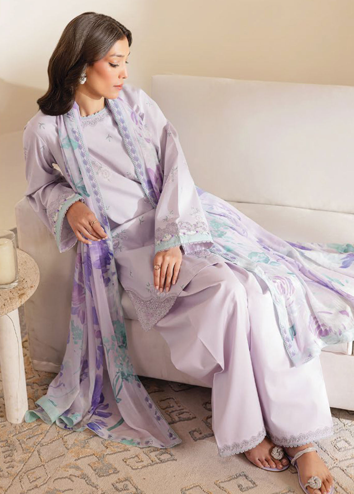 Seran Embroidered Lawn Suits Unstitched 3 Piece D-10 Seraya