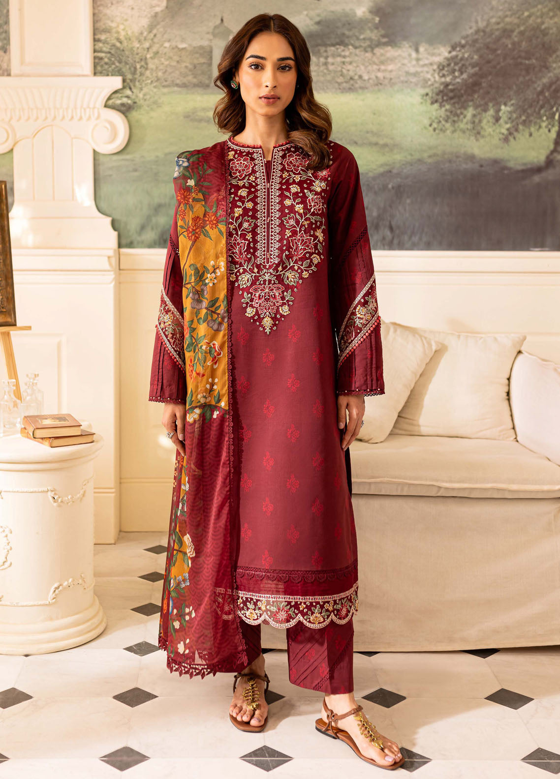 Seraya By Farasha Unstitched Lawn Collection 2024 D-03 Amy