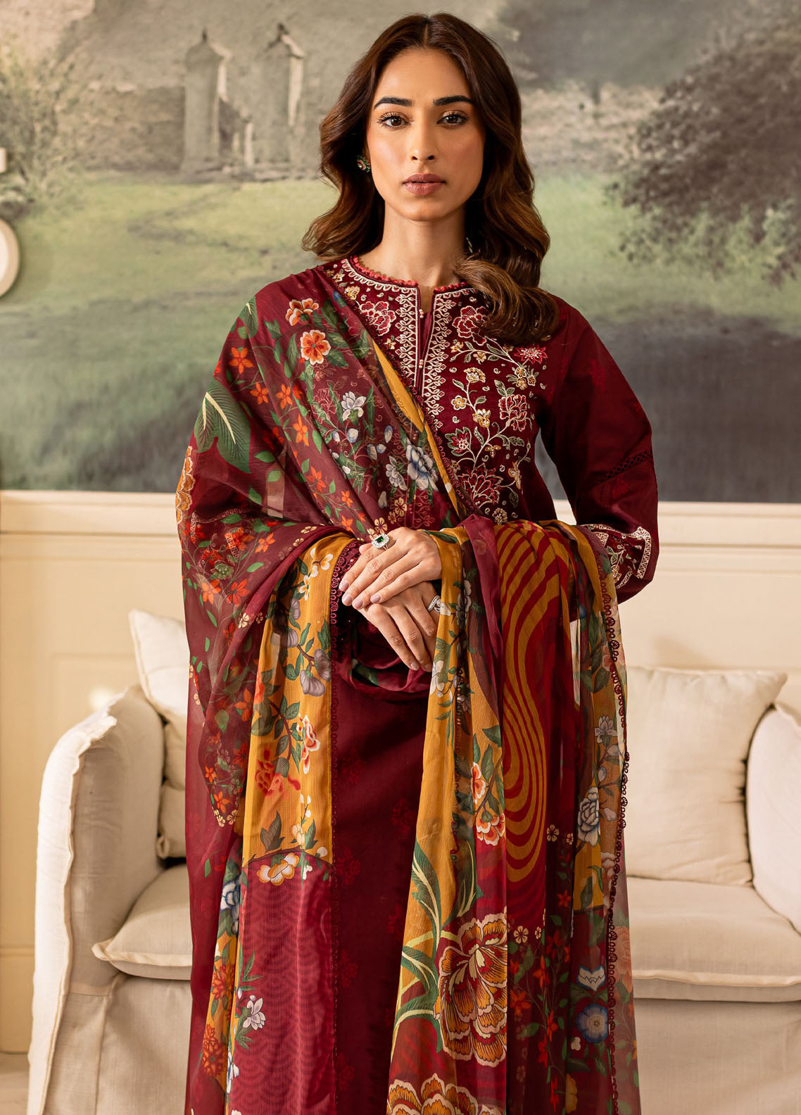 Seraya By Farasha Unstitched Lawn Collection 2024 D-03 Amy