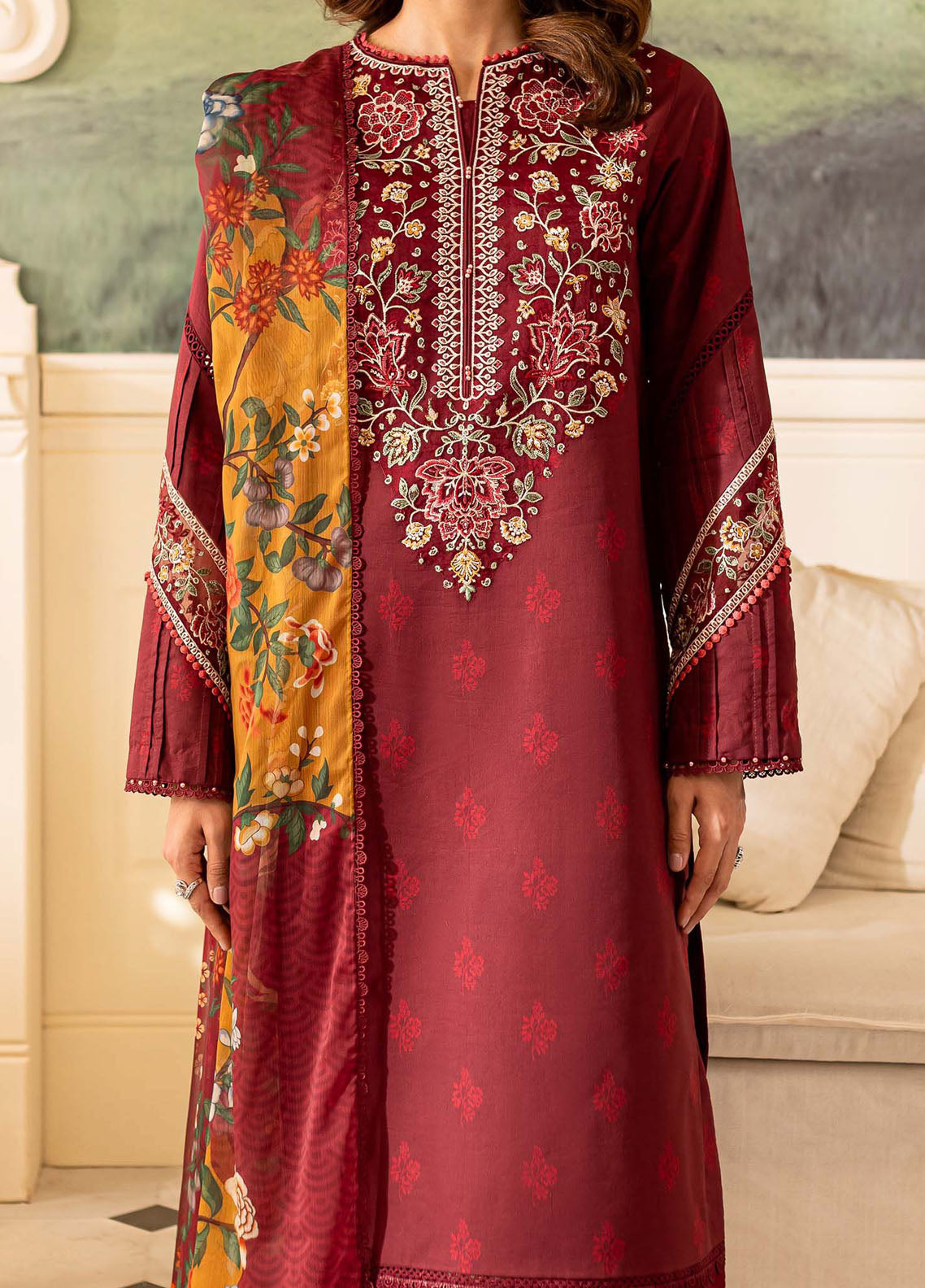 Seraya By Farasha Unstitched Lawn Collection 2024 D-03 Amy