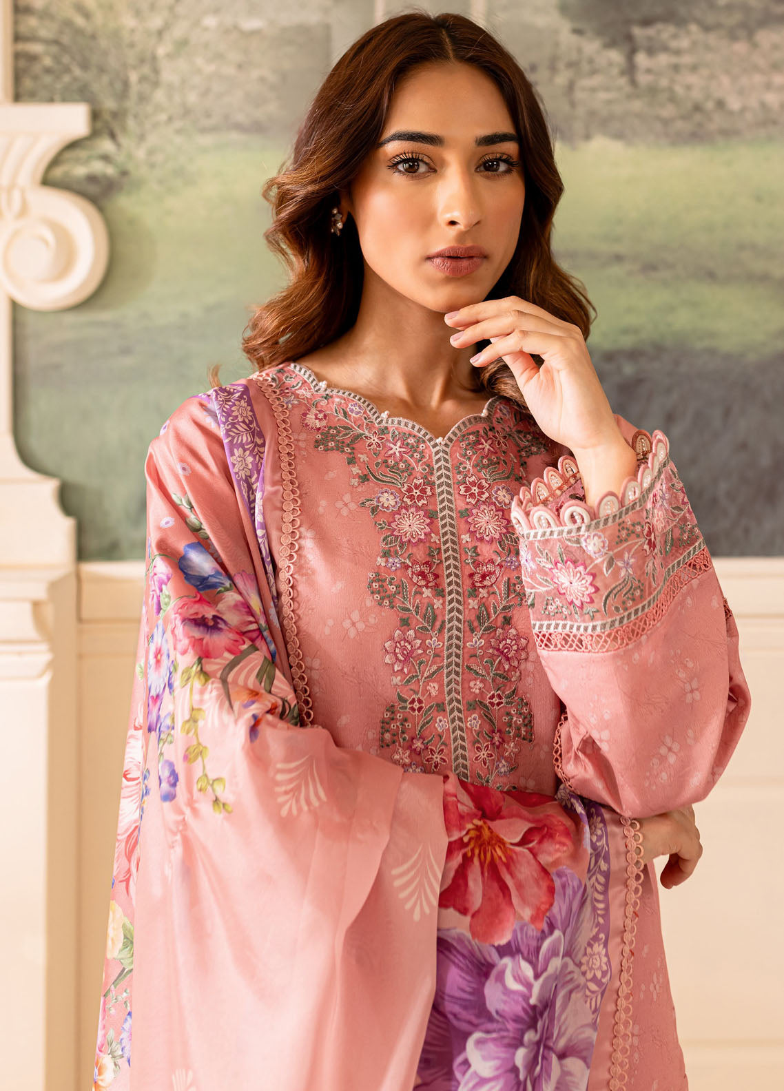 Seraya By Farasha Unstitched Lawn Collection 2024 D-07 Fiora