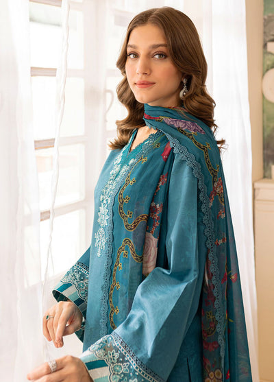 Seraya By Farasha Unstitched Lawn Collection 2024 D-08 Periwinkle