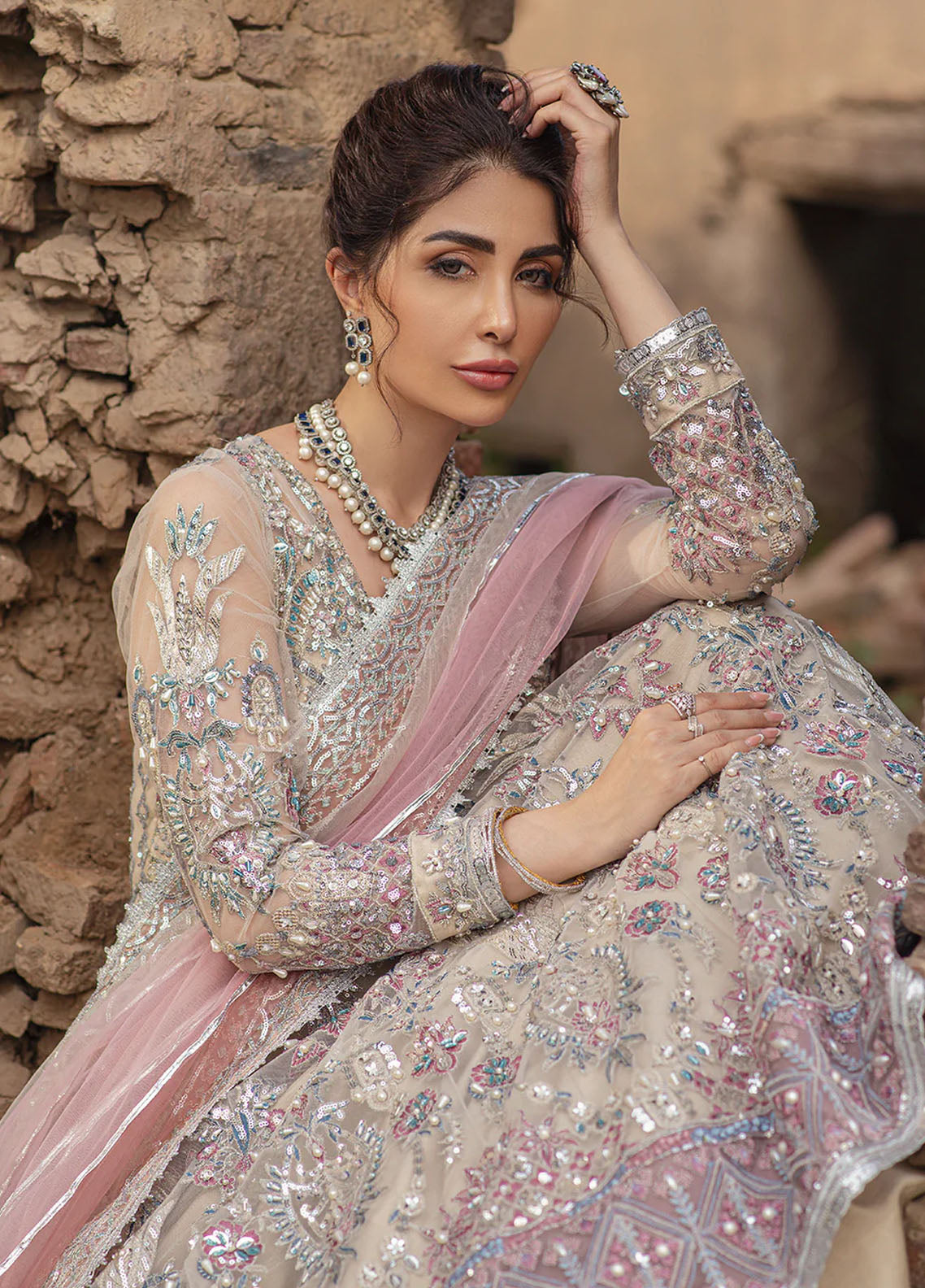 Mehak Yaqoob Pret Embroidered Net 4 Piece Suit Cleo