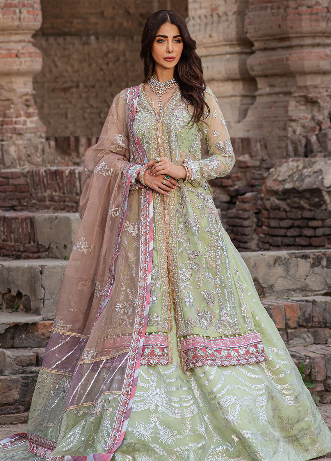 Mehak Yaqoob Pret Embroidered Organza 4 Piece Suit Dove