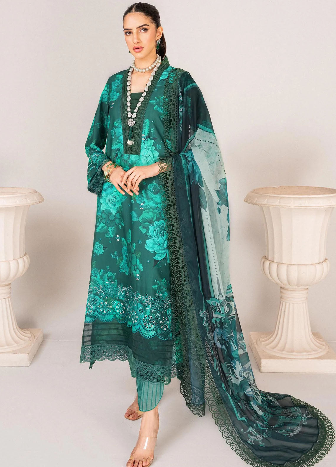 Serene By Shazme Unstitched Lawn Collection 2023 SH-01 Emerald