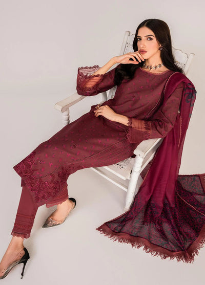 Serene By Shazme Unstitched Lawn Collection 2023 SH-03 Majestic Maroon