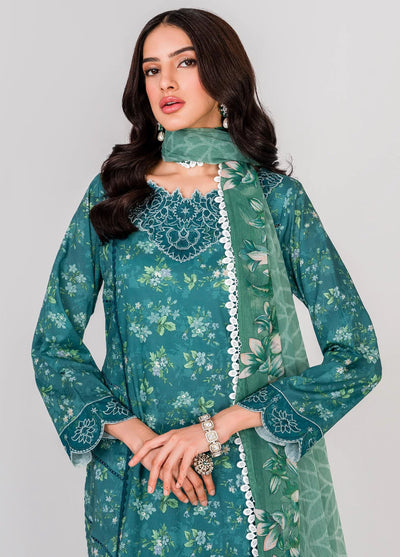 Serene By Shazme Unstitched Lawn Collection 2023 SH-06 Teal Bloom