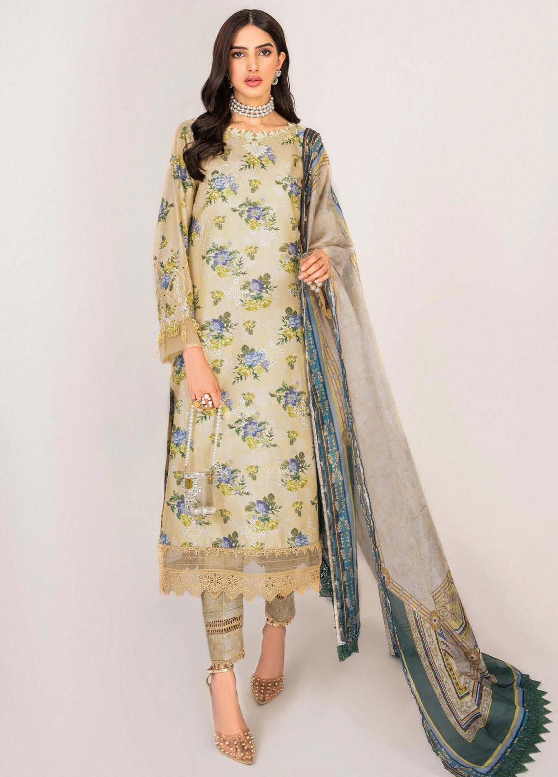 Serene By Shazme Unstitched Lawn Collection 2023 SH-07 Buttercup Bloom