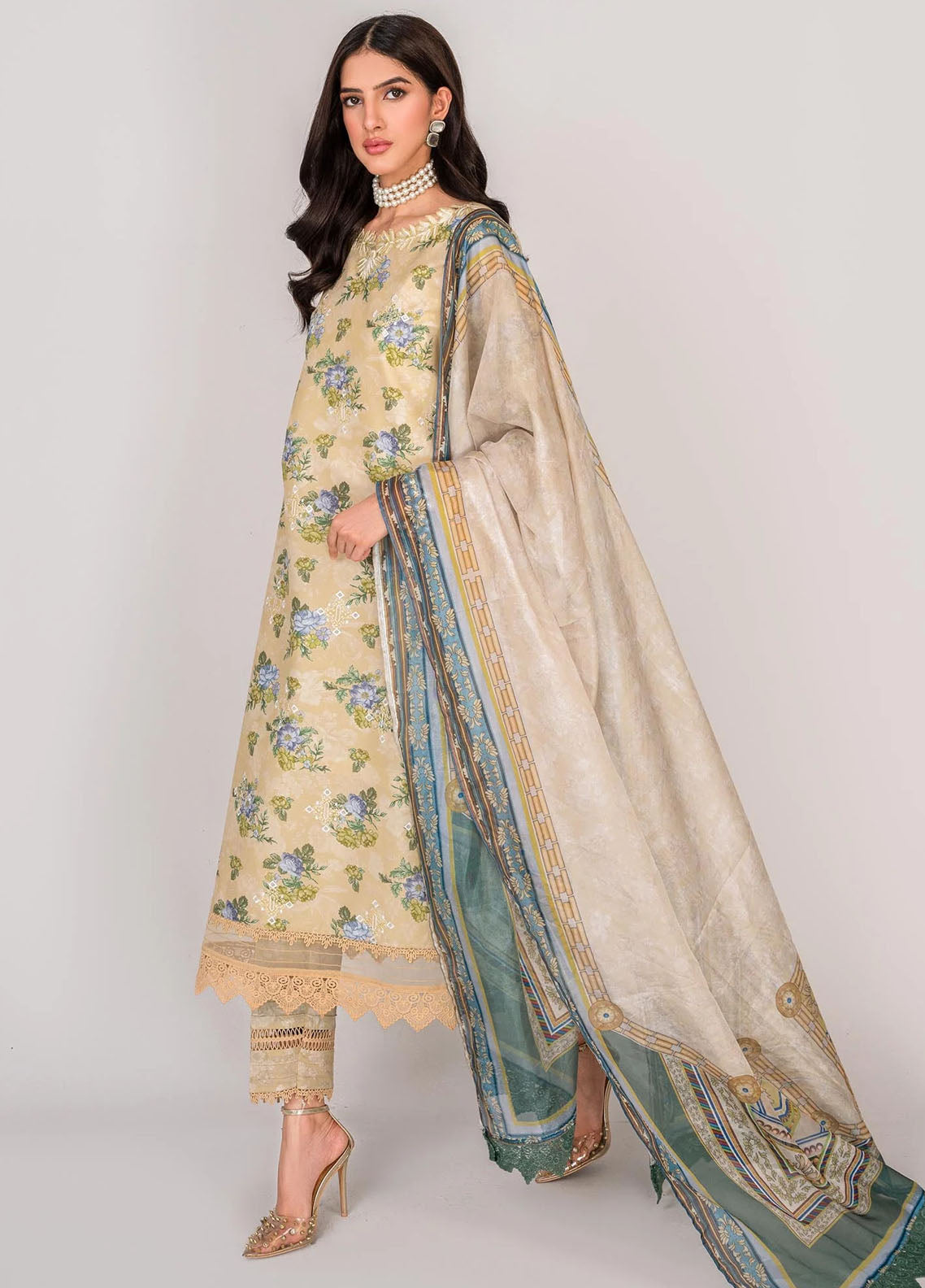 Serene By Shazme Unstitched Lawn Collection 2023 SH-07 Buttercup Bloom