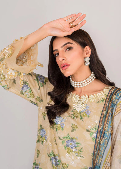 Serene By Shazme Unstitched Lawn Collection 2023 SH-07 Buttercup Bloom