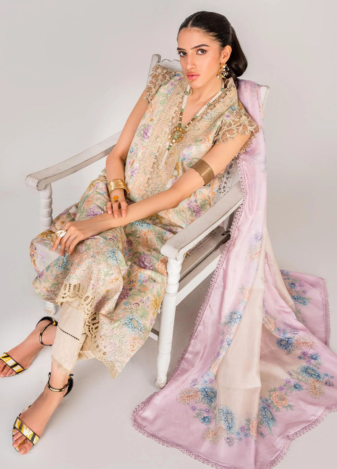 Serene By Shazme Unstitched Lawn Collection 2023 SH-08 Blossoming Lime
