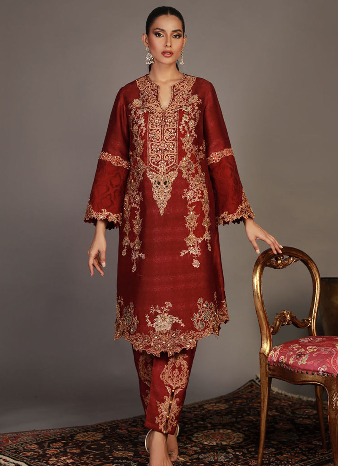 Shamaeel Ansari Pret Embroidered Sheesha Silk 2 Piece RV-06