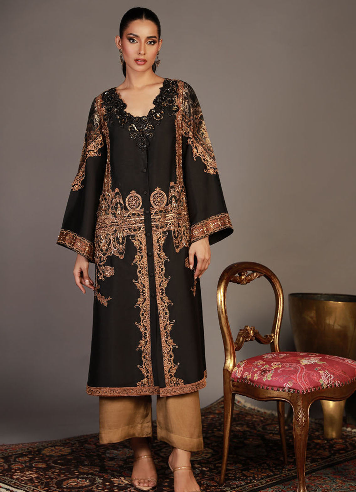 Shamaeel Ansari Pret Embroidered Sheesha Silk 3 Piece RV-07