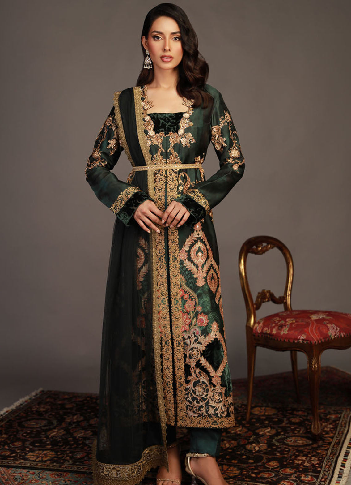 Shamaeel Ansari Pret Embroidered Sheesha Silk 3 Piece RV-09