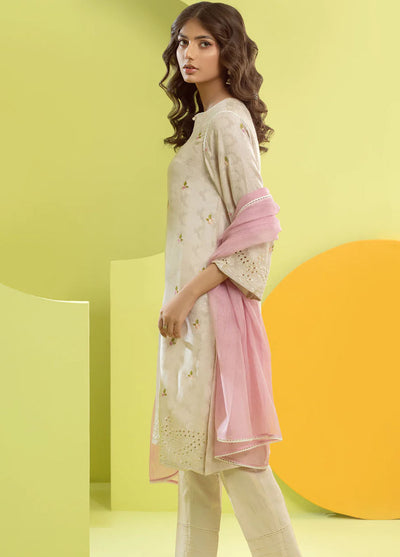 Shamooz Pret Jacquard Cotton 3 Piece Suit SEM-0501 Ivory Flower