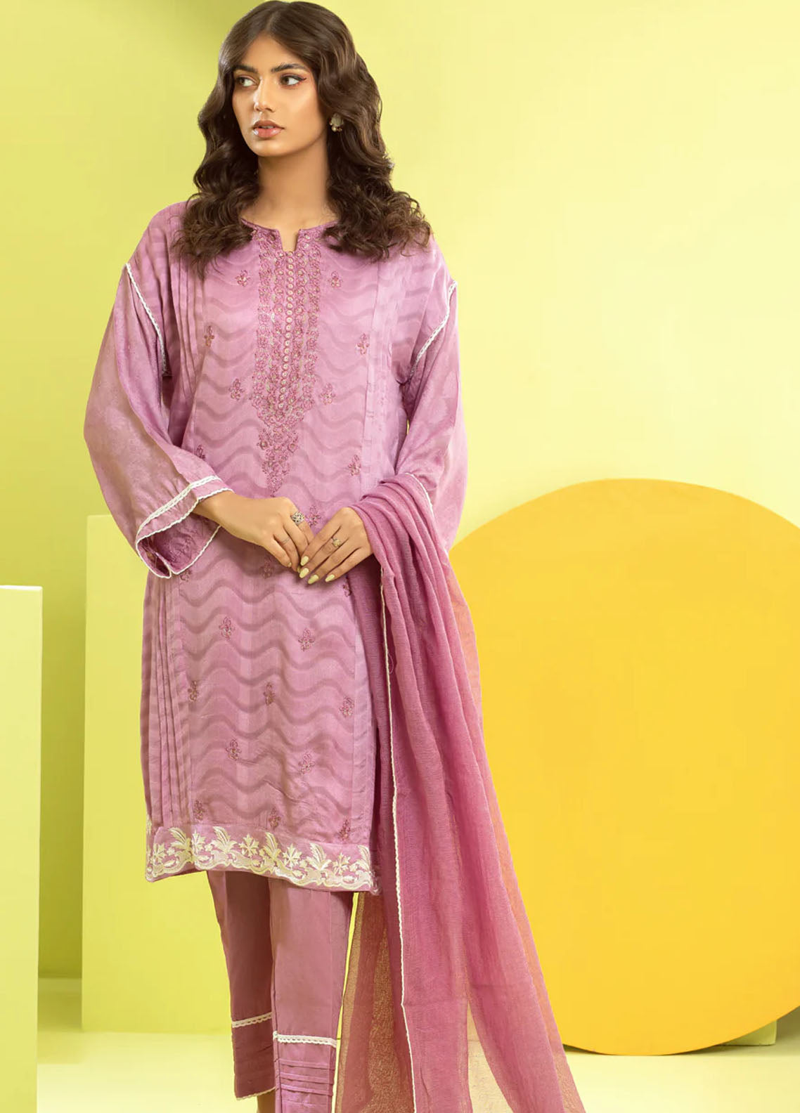 Shamooz Pret Jacquard Cotton 3 Piece Suit SEM-0502 Lilac