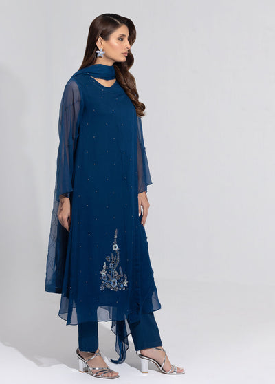 Shamooz Pret Embroidered Chiffon 3 Piece Suit SEM-0643 Cobalt