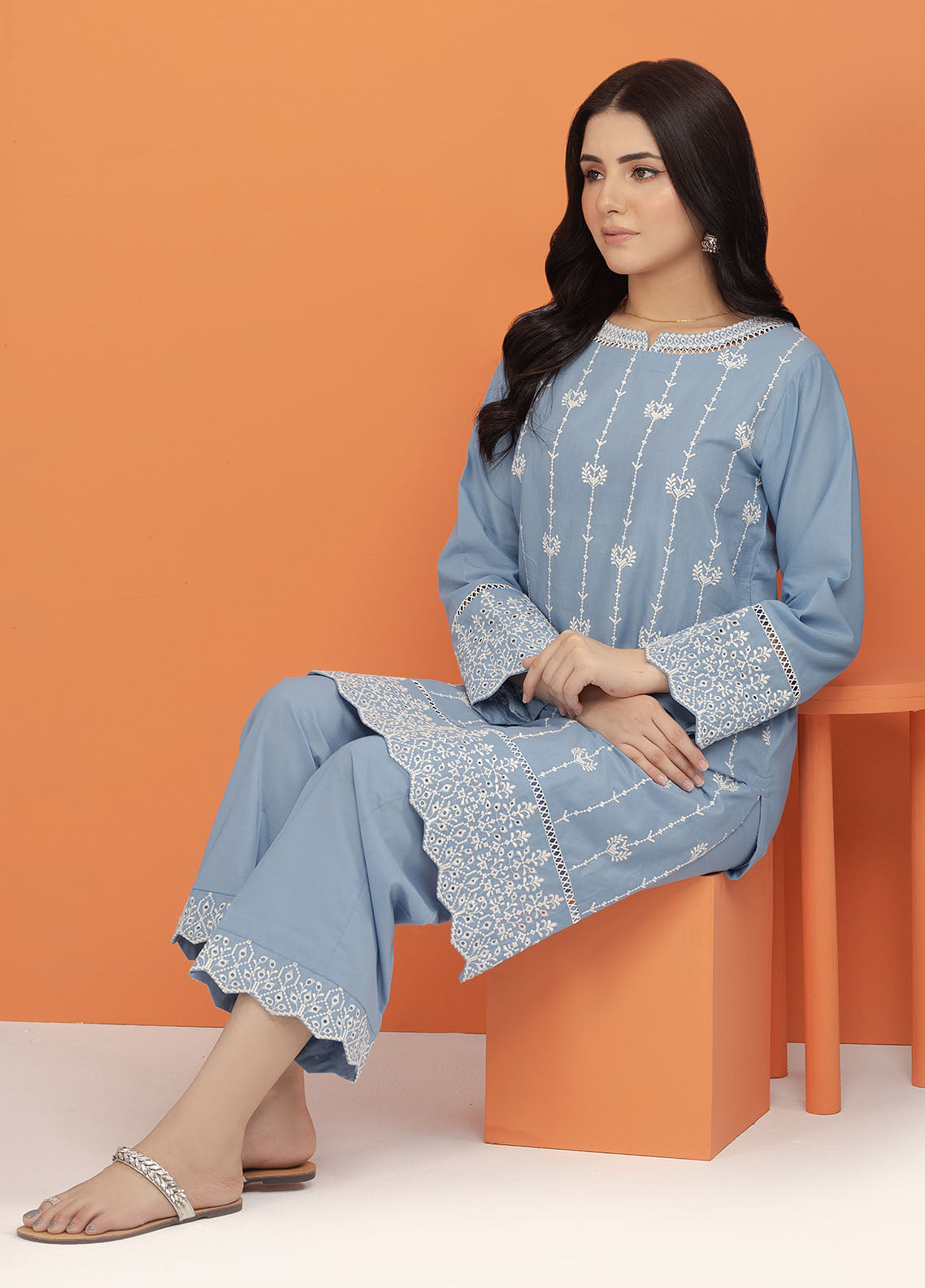 Shamooz Pret Embroidered Cotton 2 Piece Suit SC-026 Denim Blue