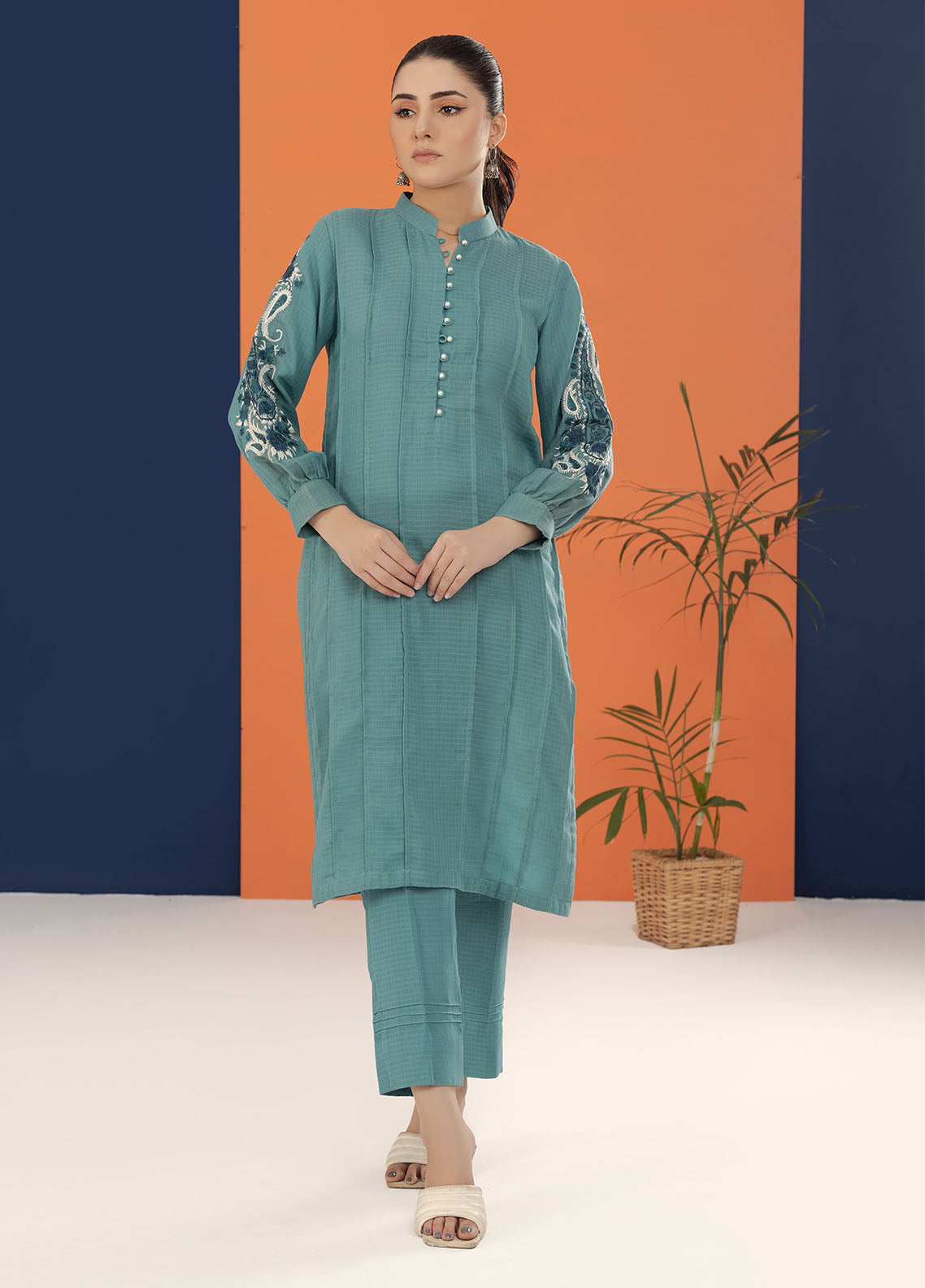 Shamooz Pret Embroidered Cotton 2 Piece Suit SC-029 Light Teal