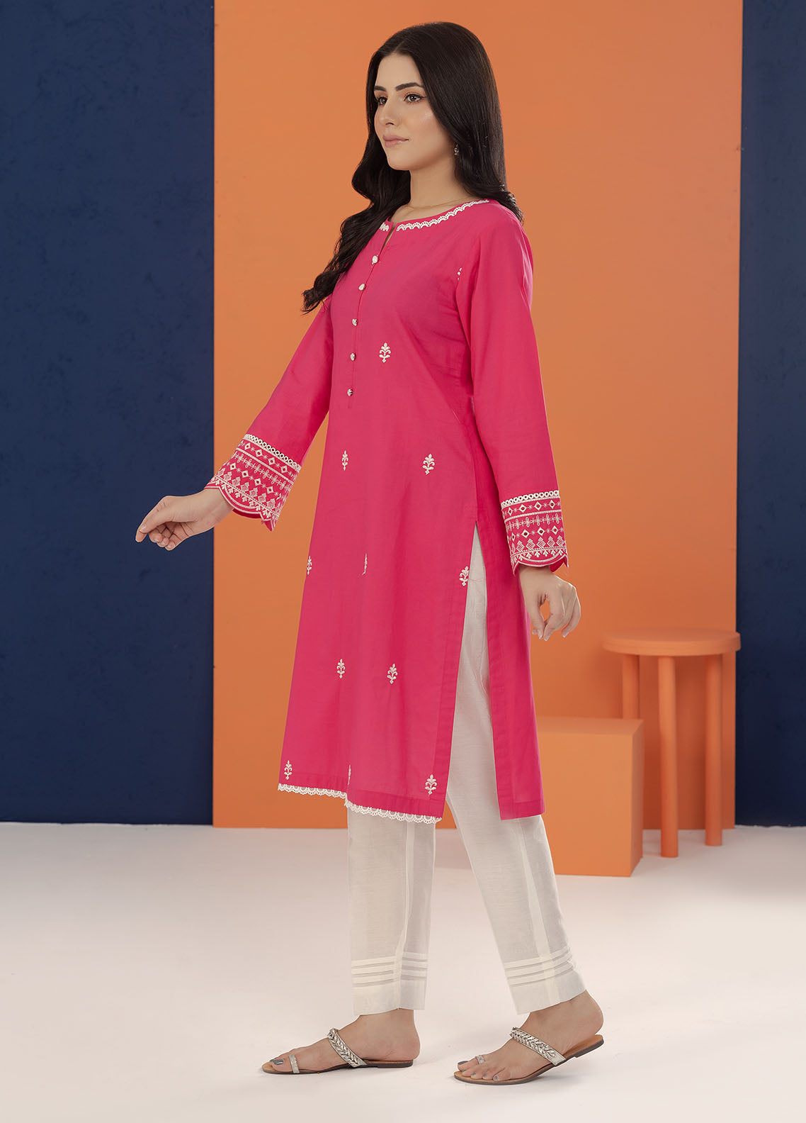 Shamooz Pret Embroidered Cotton Kurti SC-030 Dark Pink