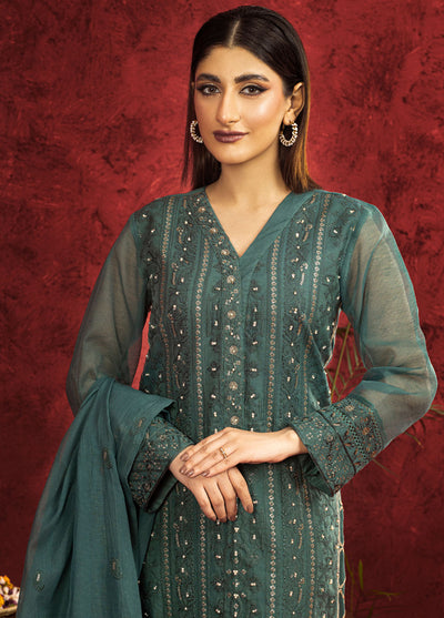 Shamooz Pret Embroidered Khaadi Net 3 Piece Suit SEM-0666