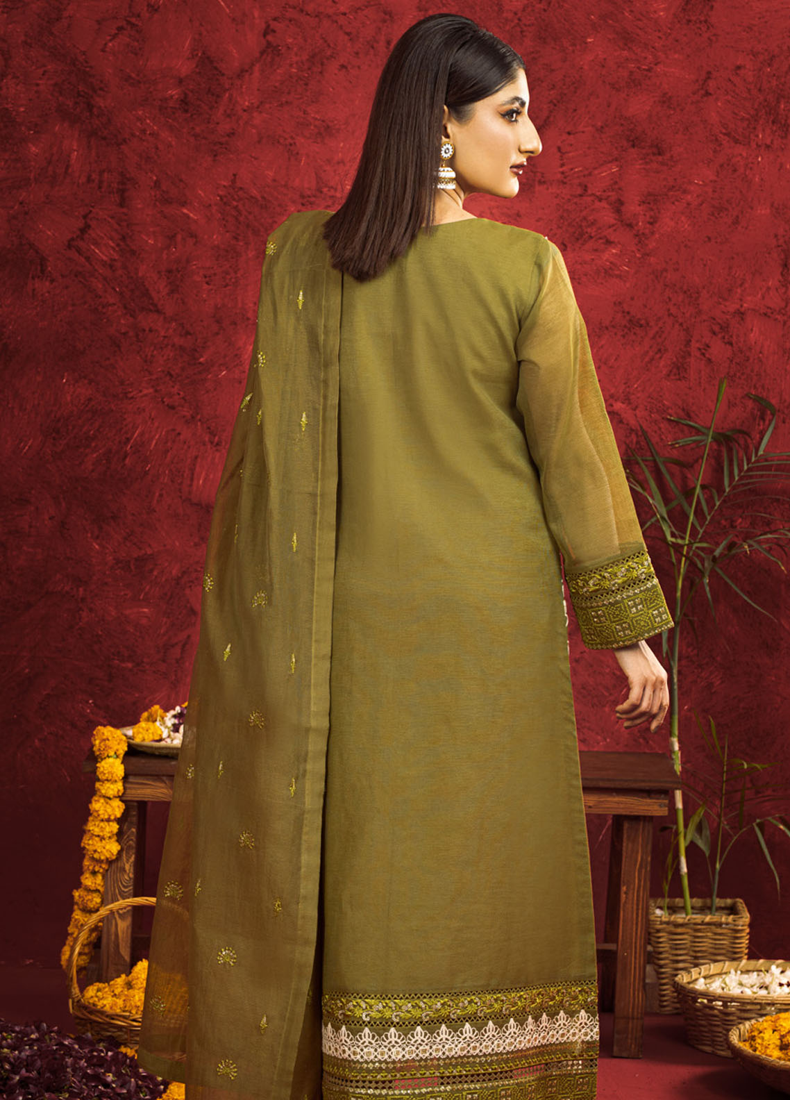 Shamooz Pret Embroidered Khaadi Net 3 Piece Suit SEM-0668