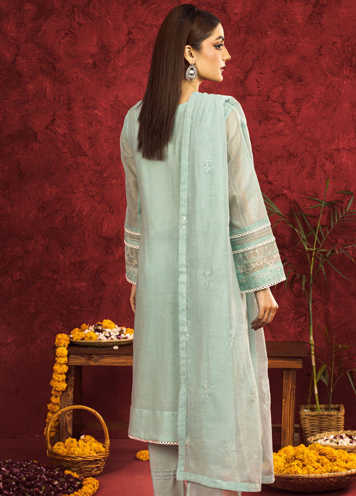 Shamooz Pret Embroidered Khaadi Net 3 Piece Suit SEM-0674