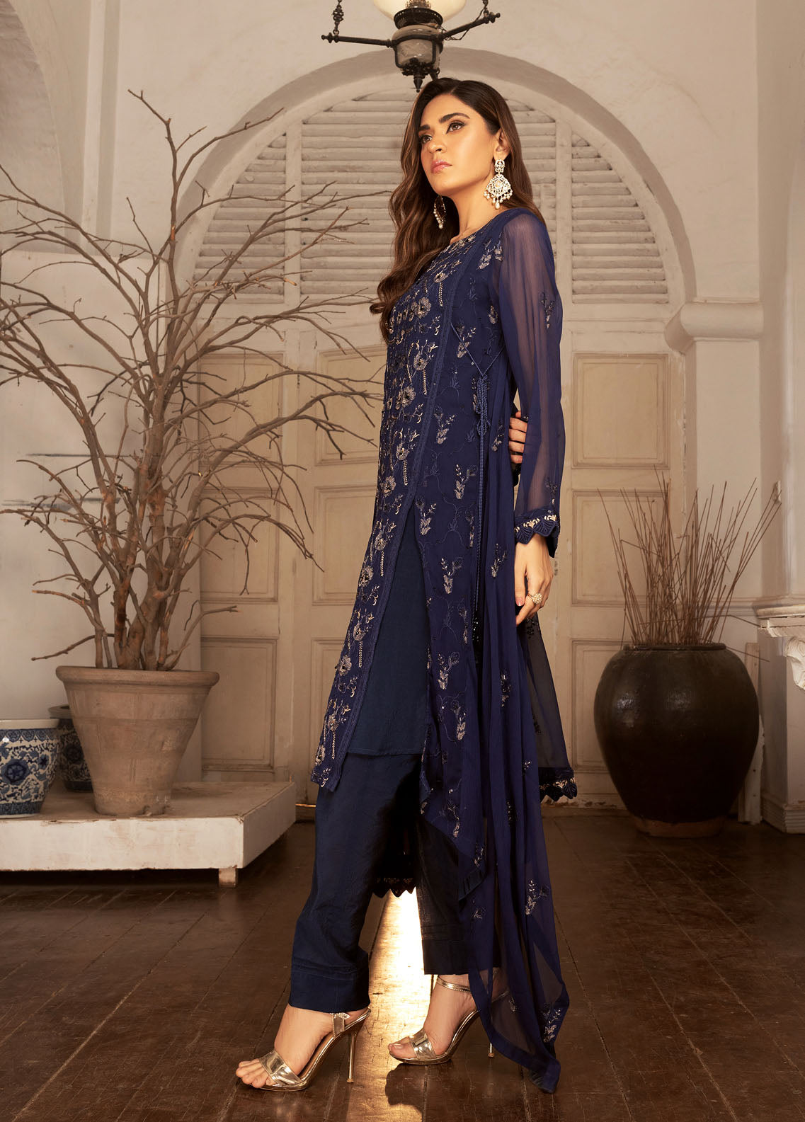 Shamooz Pret Formal Chiffon 3 Piece Suit SEM-0631 Azure