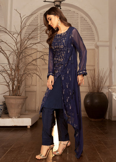 Shamooz Pret Formal Chiffon 3 Piece Suit SEM-0631 Azure