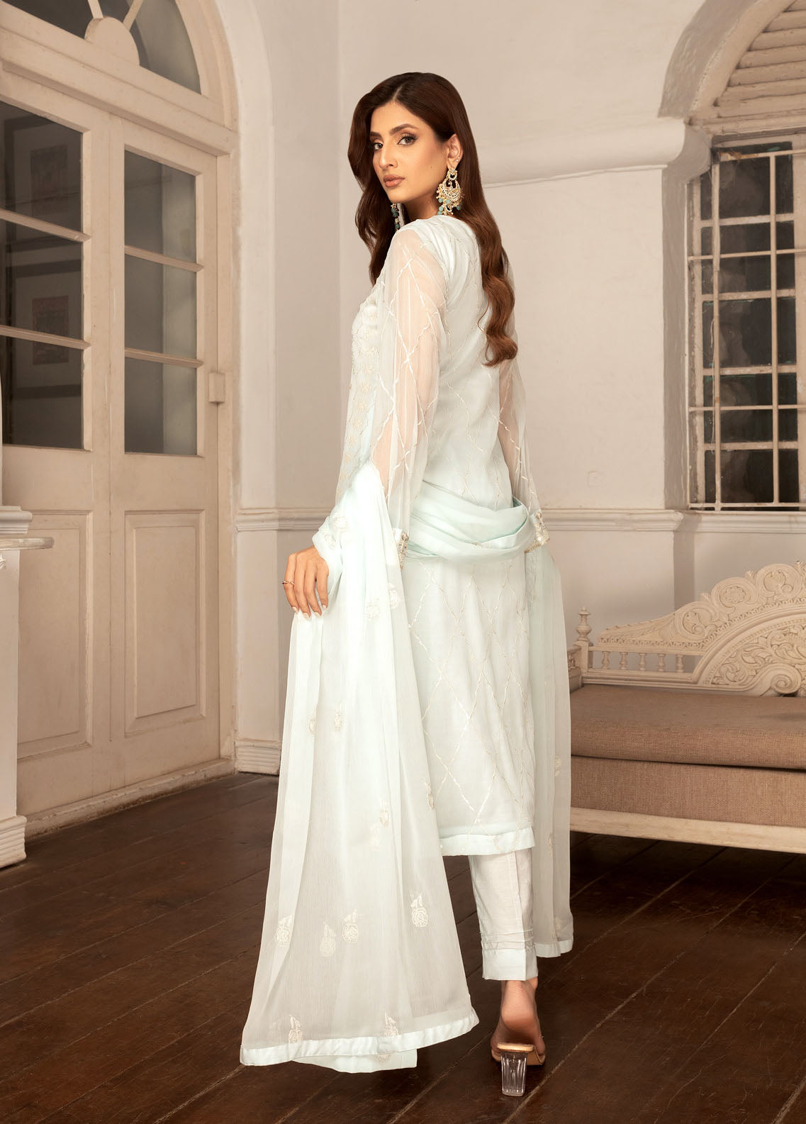 Shamooz Pret Formal Chiffon 3 Piece Suit SEM-0636 Powder Blue