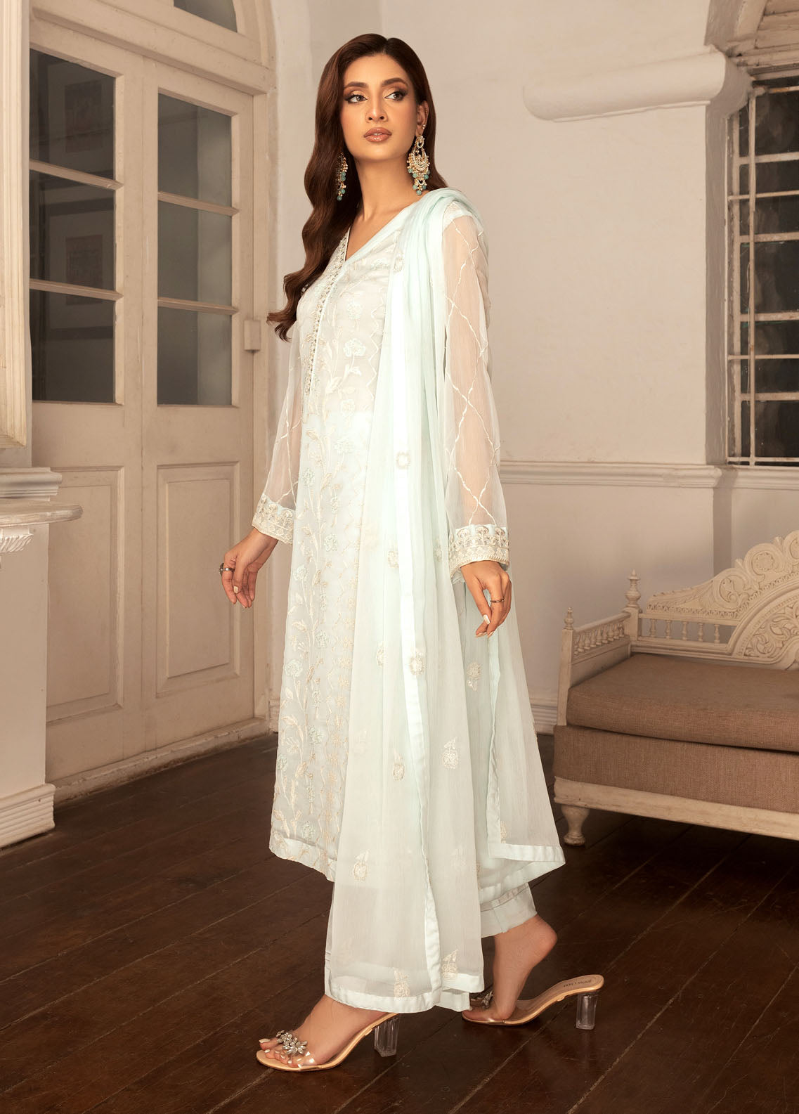 Shamooz Pret Formal Chiffon 3 Piece Suit SEM-0636 Powder Blue