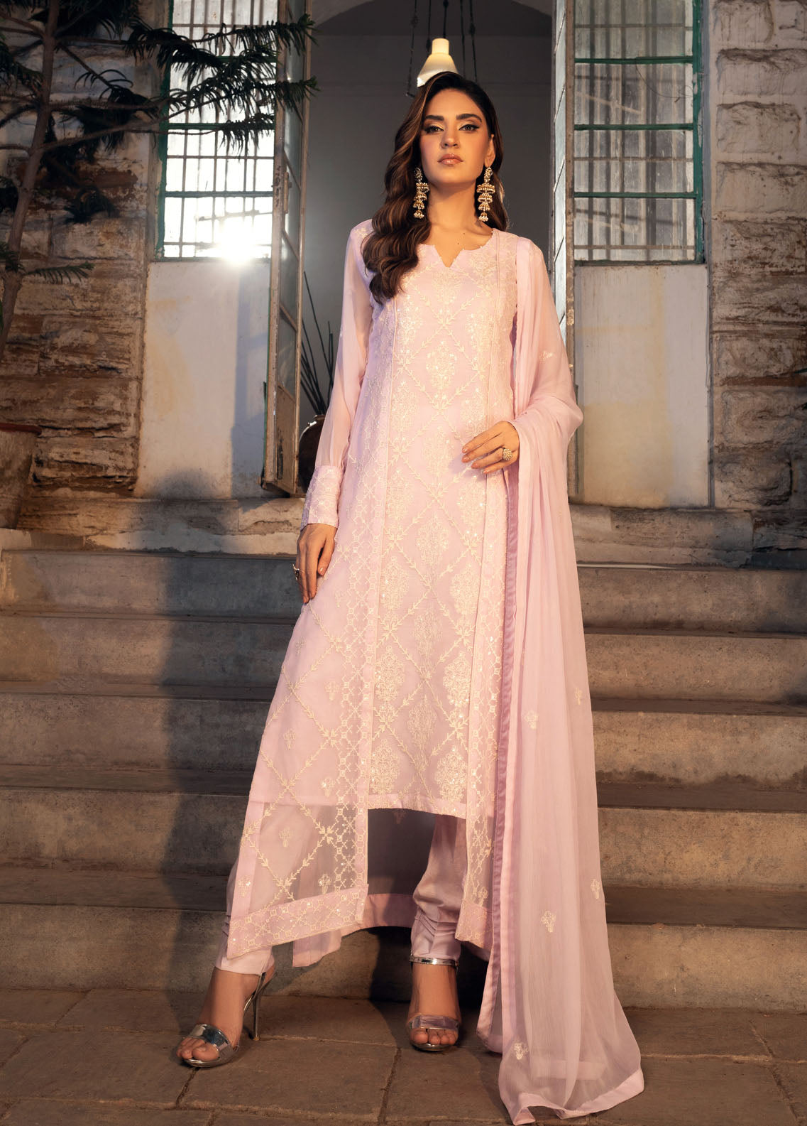 Shamooz Pret Formal Chiffon 3 Piece Suit SEM-0638 Pale