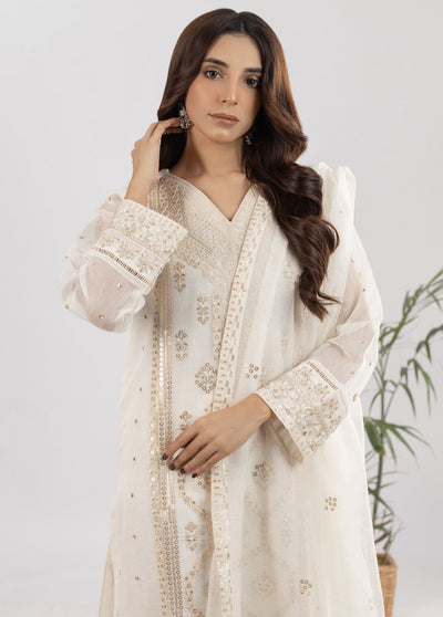 Shamooz Pret Formal Khaadi Net 3 Piece Suit SEM-0612 Glam White