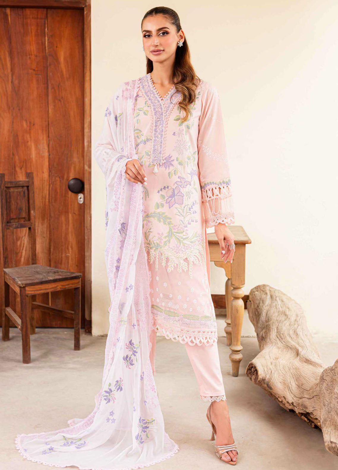 Shiren By Sable Vogue Unstitched Lawn Collection 2024 D-02 Rose Garden