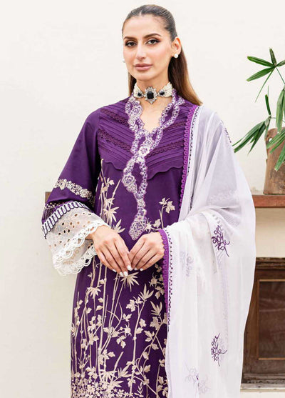 Shiren By Sable Vogue Unstitched Lawn Collection 2024 D-03 Plum Orchid