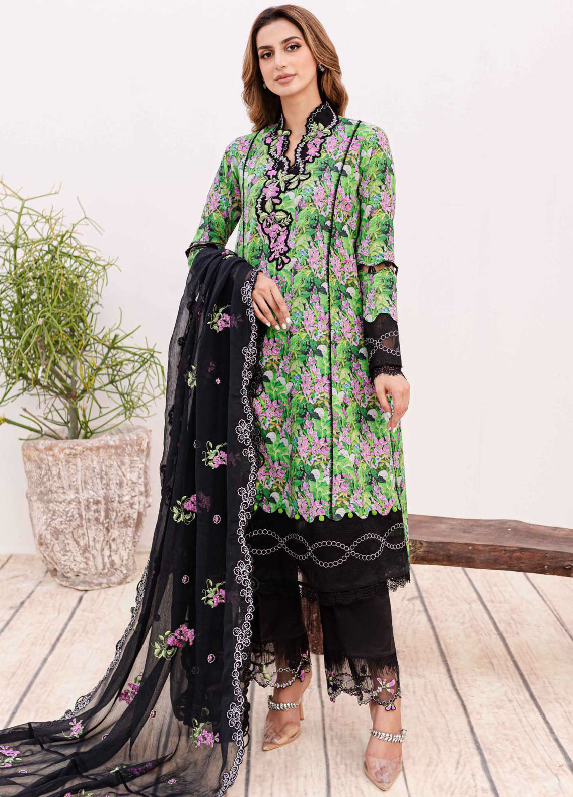 Shiren By Sable Vogue Unstitched Lawn Collection 2024 D-06 Black Iris