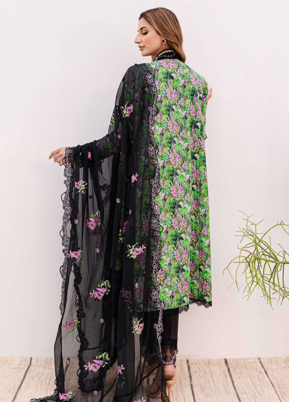 Shiren By Sable Vogue Unstitched Lawn Collection 2024 D-06 Black Iris