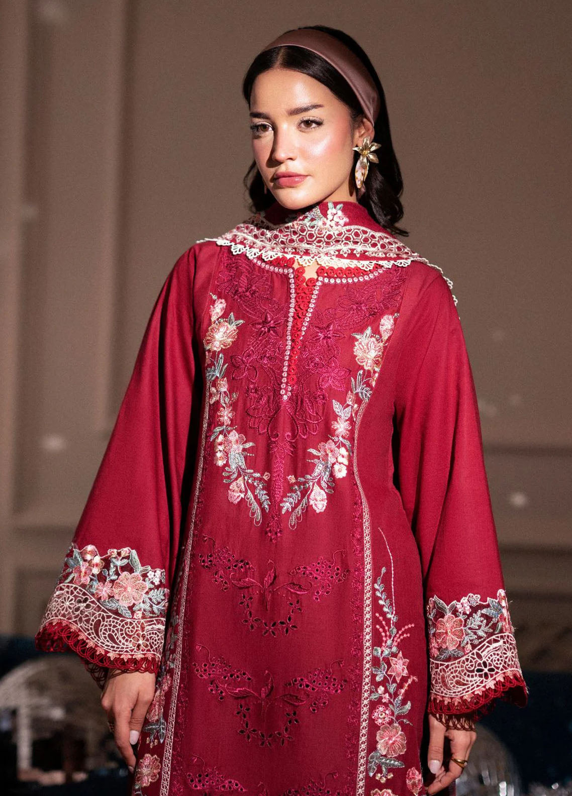 Signature by AJR Embroidered Lawn Suits Unstitched 3 Piece AJR25SL D-03 Crimsone