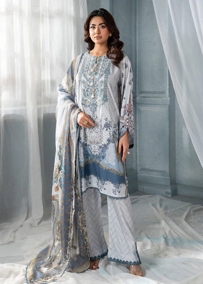 Meerak Women Embroidered Linen Sky Blossom - Winter Collection