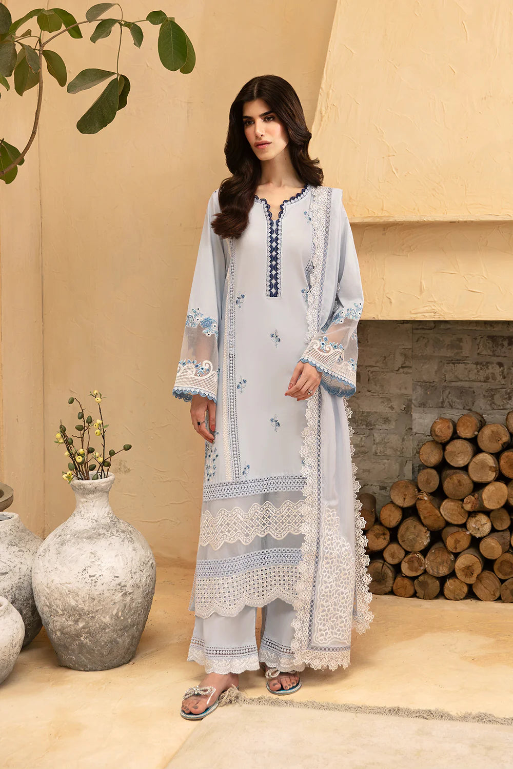 Azure Luxury Unstitched Premium Cambric Collection 2024 Lawn-59 Skyline Serenity