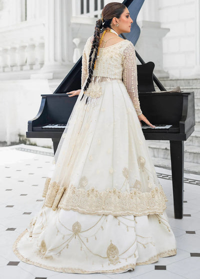 Jahan by Erum Khan Embroidered Net Suits Unstitched 3 Piece EK25V4 Snow Pearl - Formals Collection