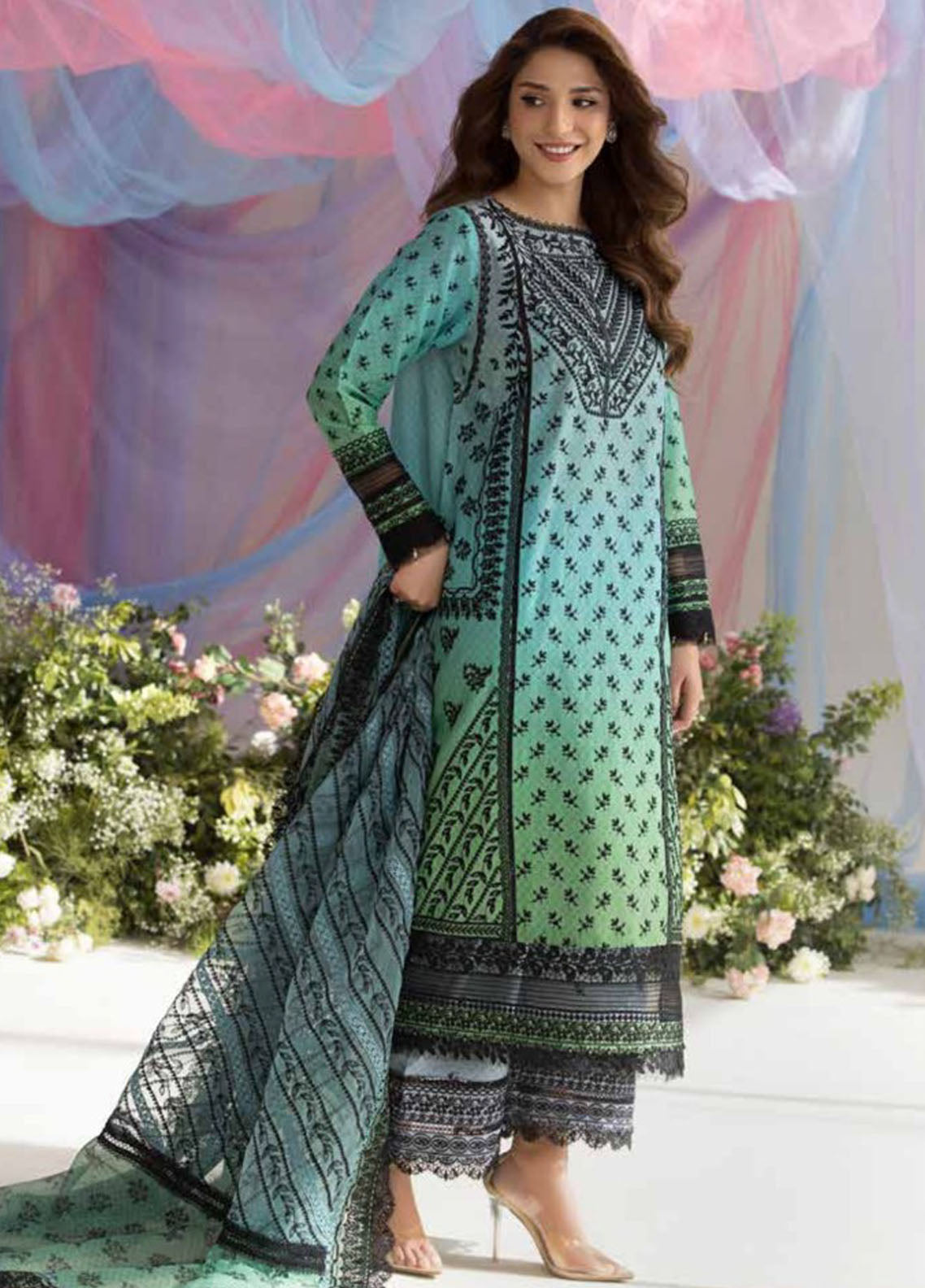 Sobia Nazir Embroidered Lawn Suit Unstitched 3 Piece D-12A