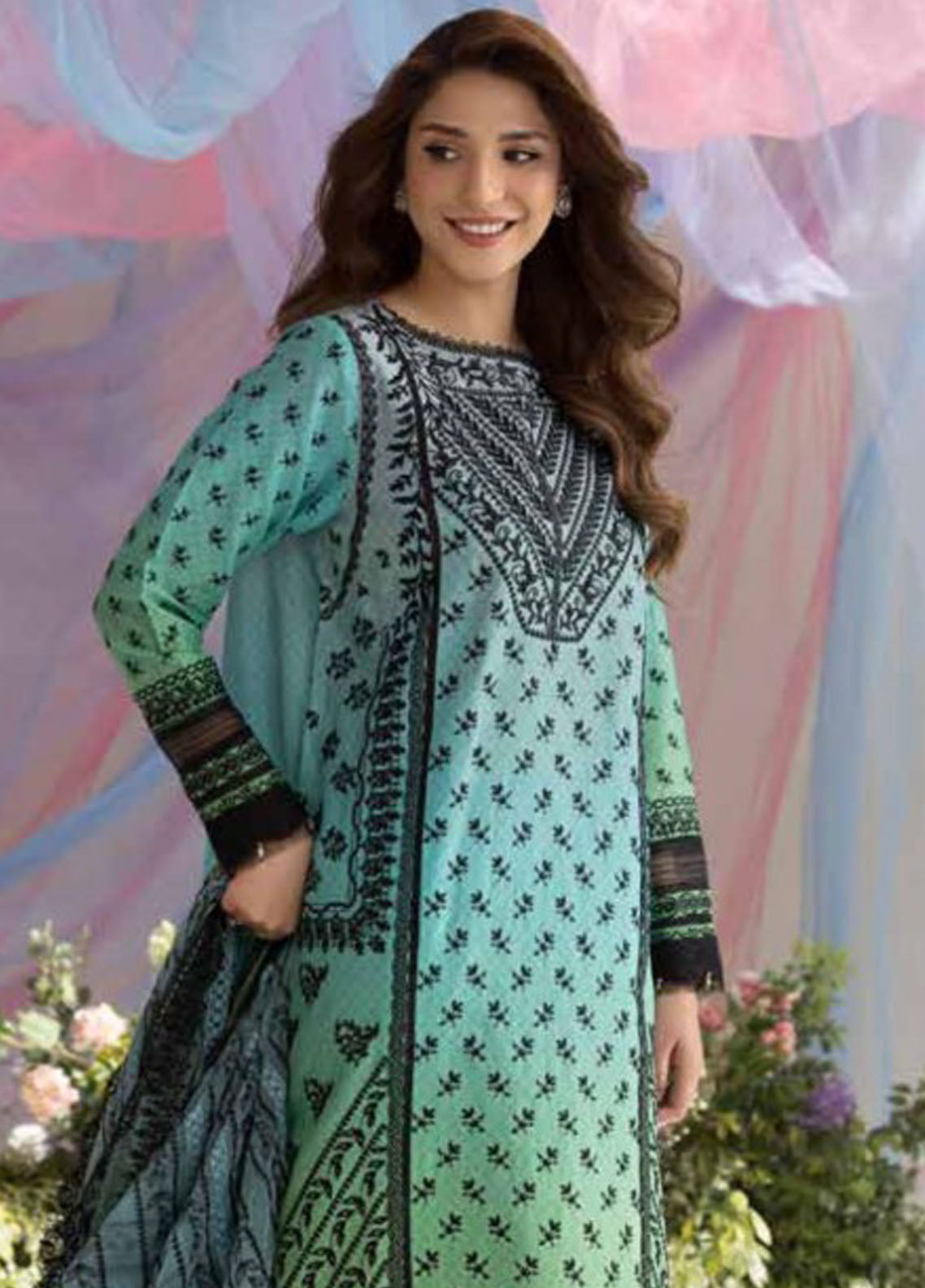 Sobia Nazir Embroidered Lawn Suit Unstitched 3 Piece D-12A